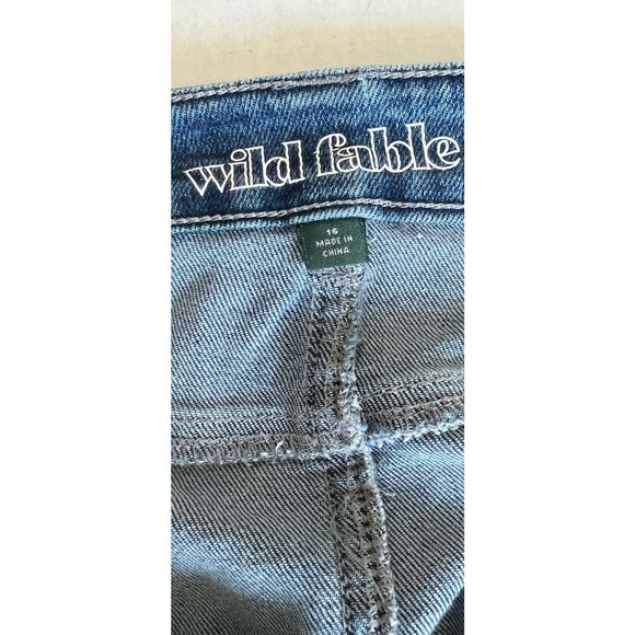 WILD FABLE Ombré Blue White  To Yellow Fade Stretch Denim Jean Mini Skirt Sz 16 - Picture 5 of 9